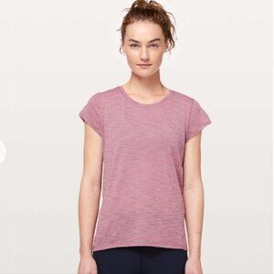 Lululemon Heathered Figue Another Mile Short Sleeve Top Size 10